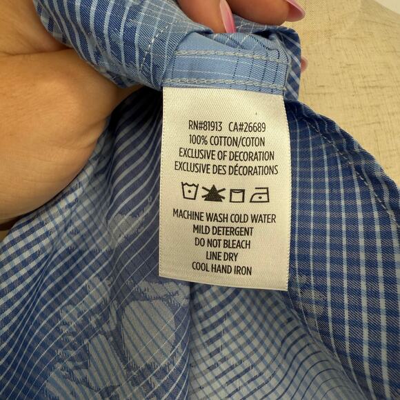 Robert Graham Woven Button Front Long Sleeve Kings Valley Light Blue Shirt M - Picture 8 of 8